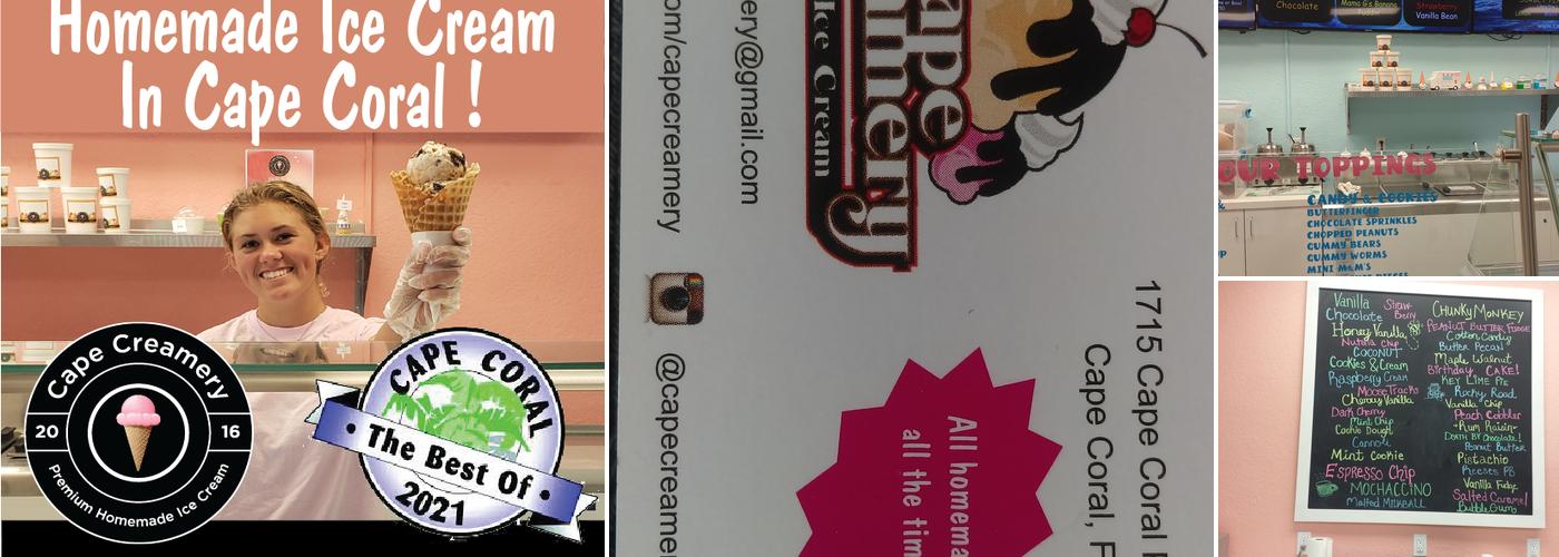 Cape Creamery Premium Homemade Ice Cream Menu