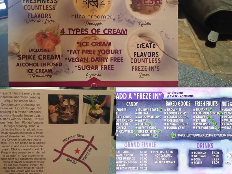 Freze N nitro creamery Menu