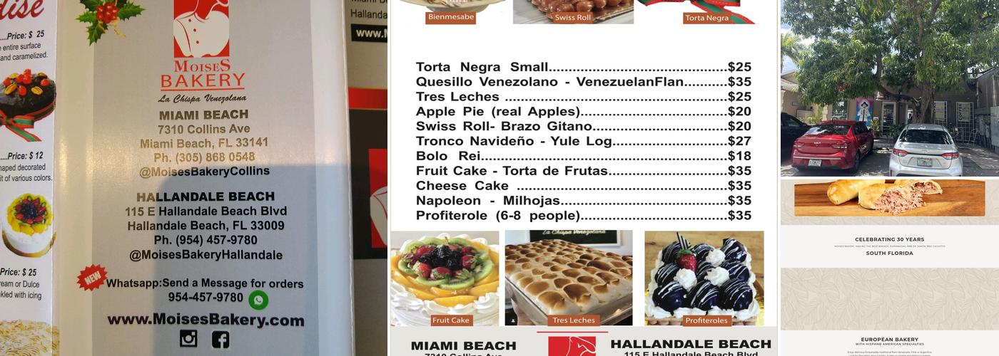 Moises Bakery Hallandale Beach Menu