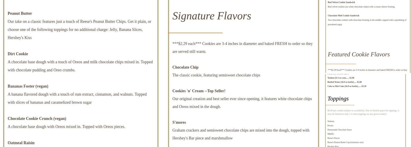 Midnight Cookies Menu