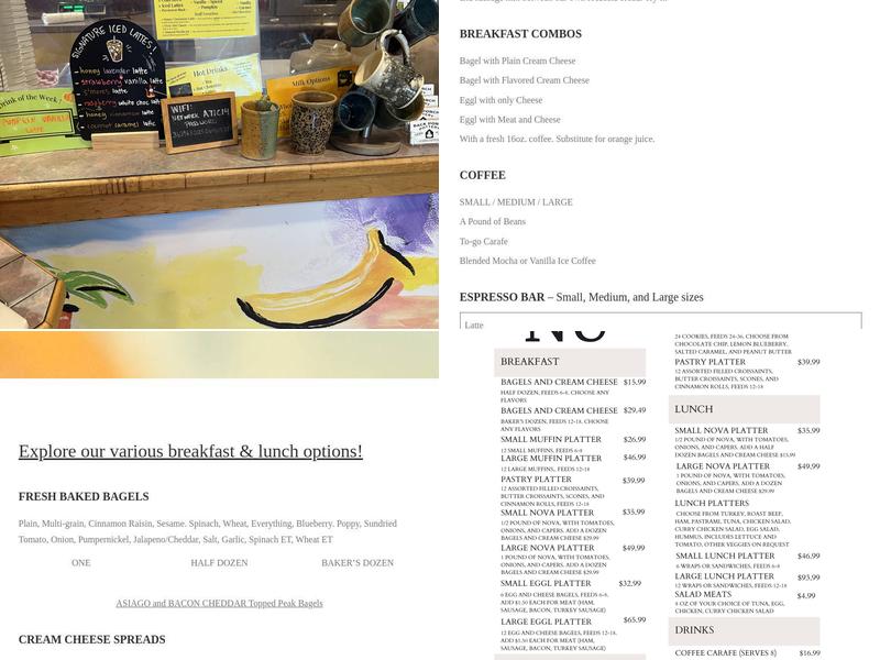 Bagel Bakery Menu