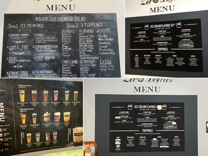 Zero Degrees Menu