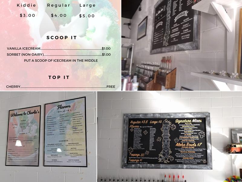 Charlie's Snow Shack Menu