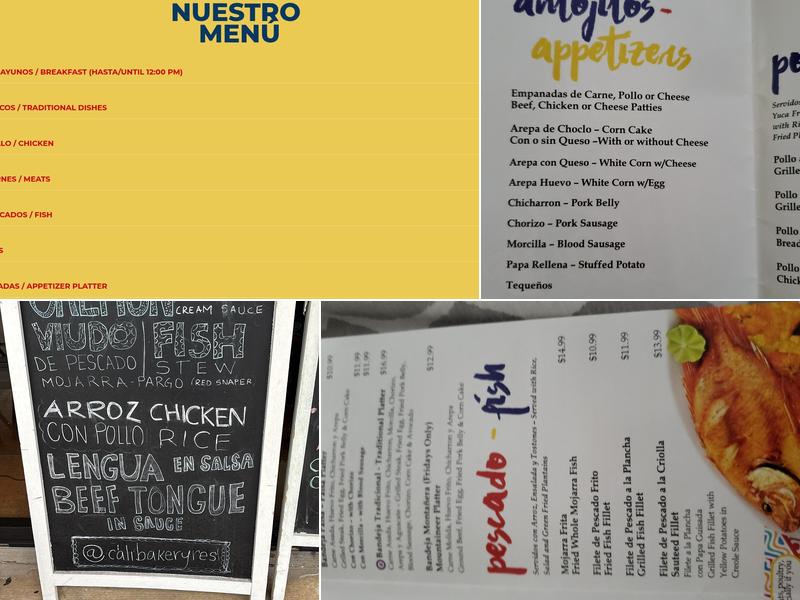 Cali Bakery & Restaurant Menu