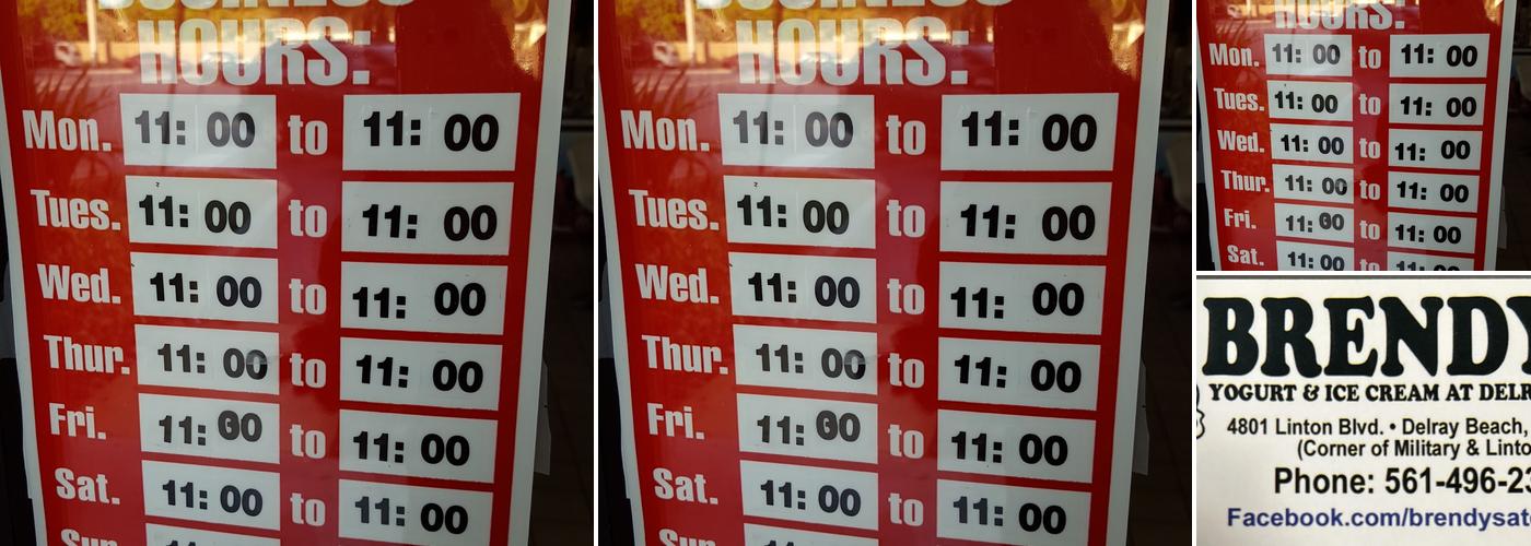 Brendy's Yogurt & Ice cream Menu