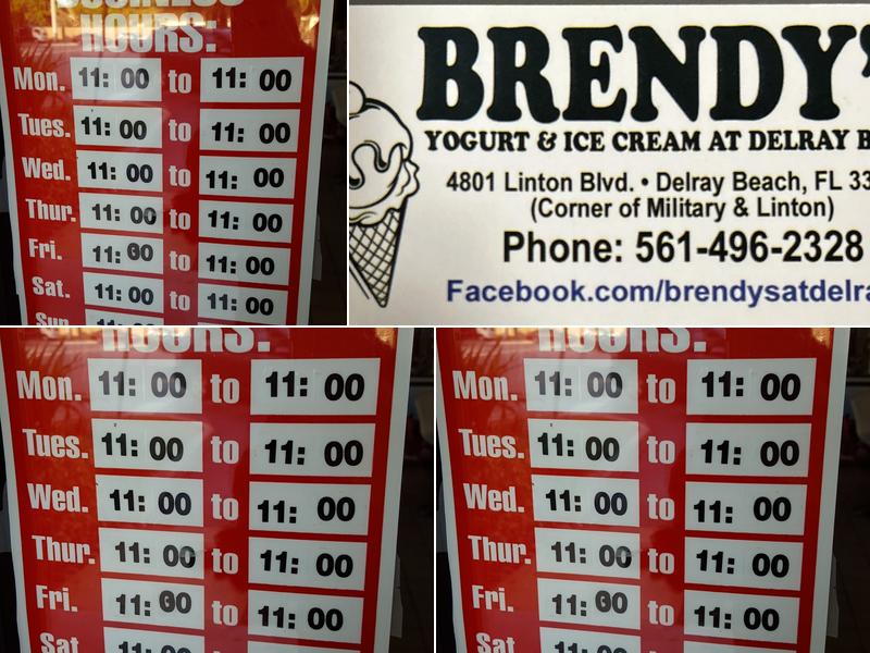Brendy's Yogurt & Ice cream Menu