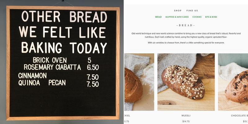 20 Shekels Bread Menu