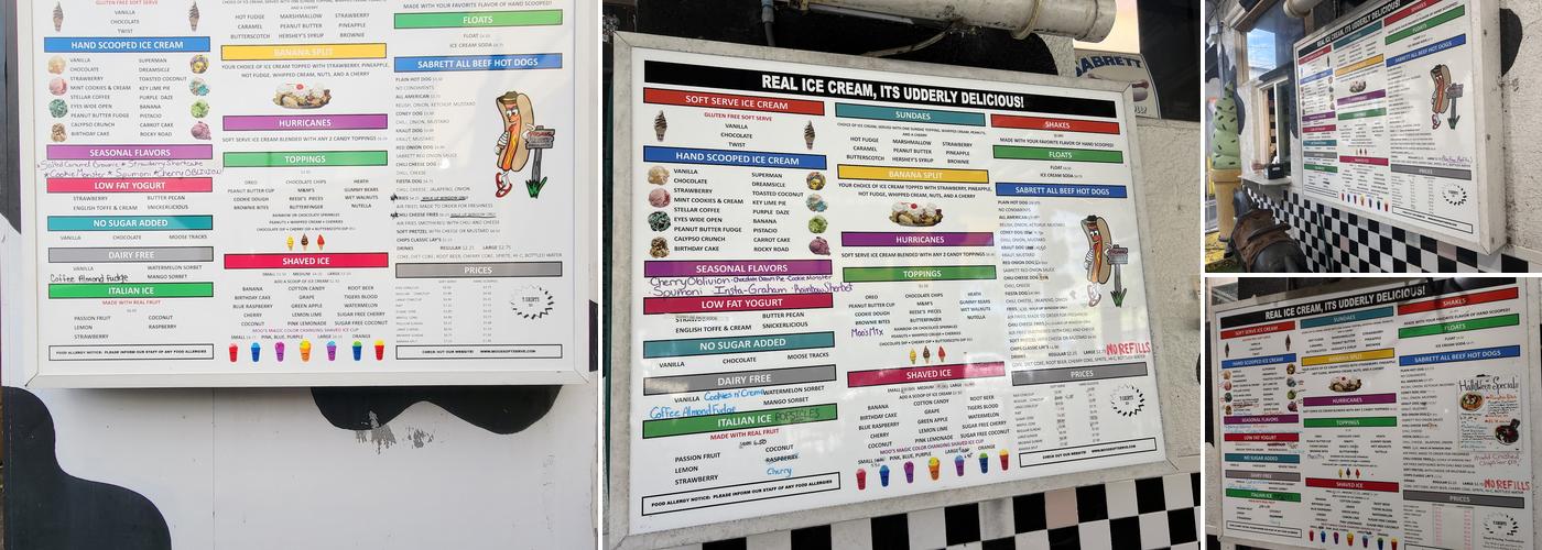 Moo's Soft Serve Menu