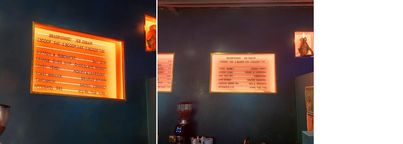 Brass Monkey Ice Cream Menu