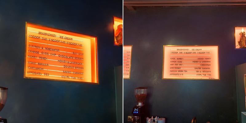 Brass Monkey Ice Cream Menu