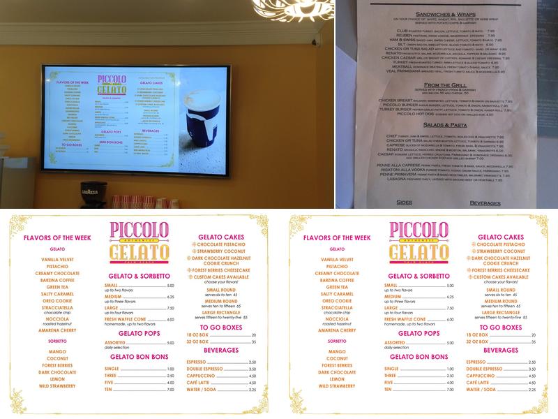 Piccolo Gelato Menu