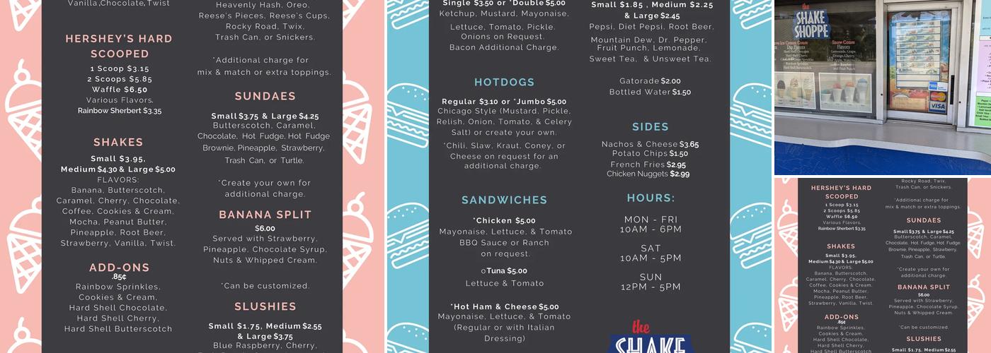 Shake Shoppe Menu