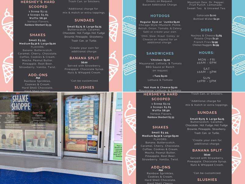 Shake Shoppe Menu