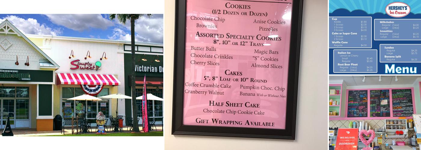 Simply Sweet Ice Cream Menu