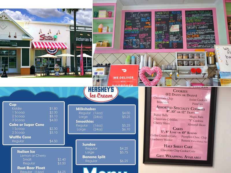 Simply Sweet Ice Cream Menu