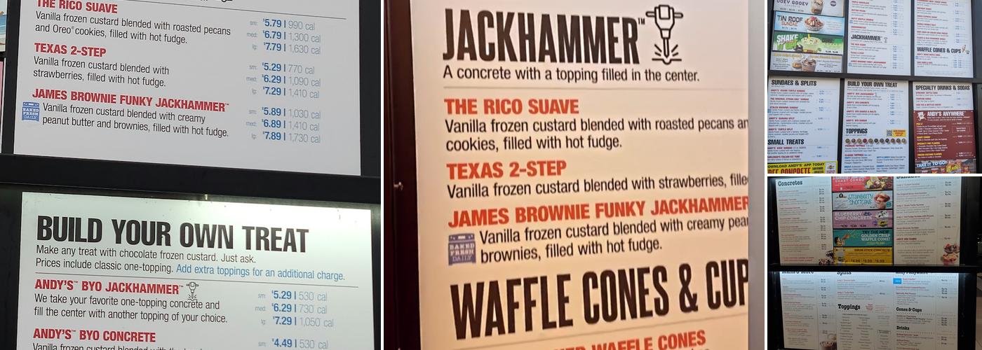 Andy's Frozen Custard Menu