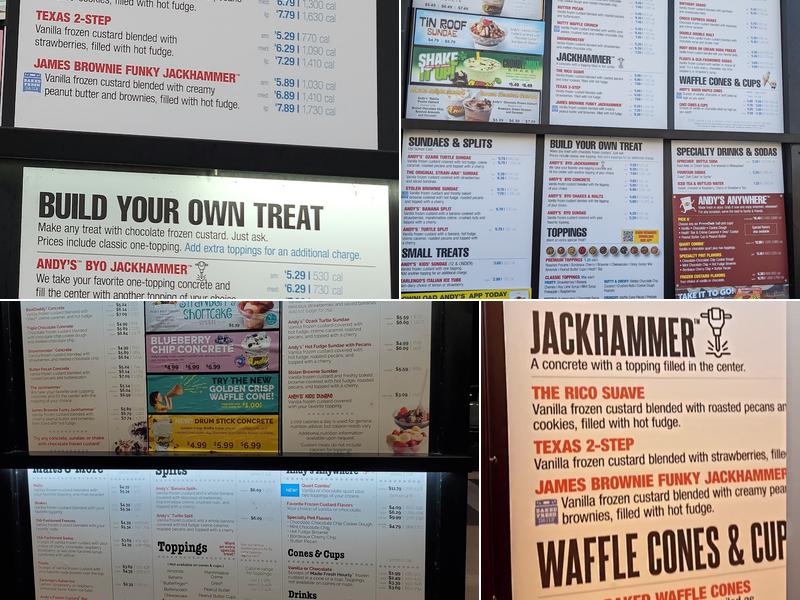 Andy's Frozen Custard Menu