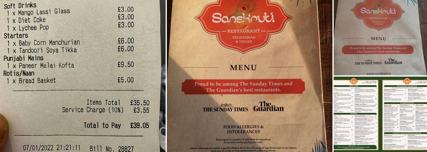 Sanskruti Restaurant Menu