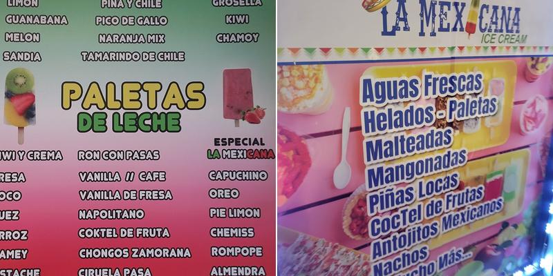 Paleteria La Mexicana Menu