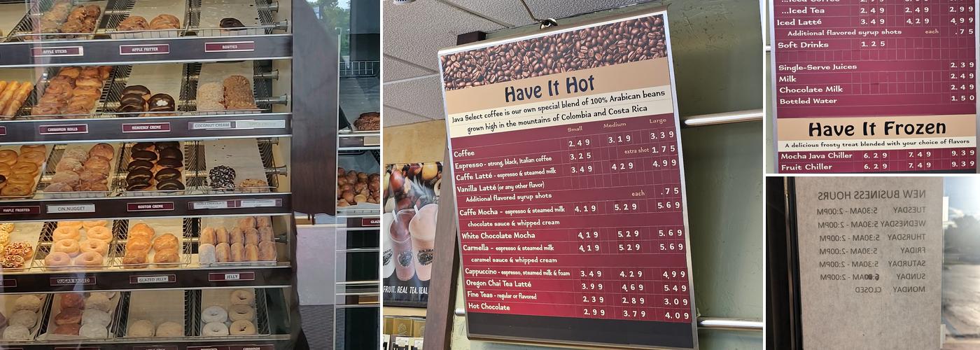 Java express fine coffee&donuts Menu