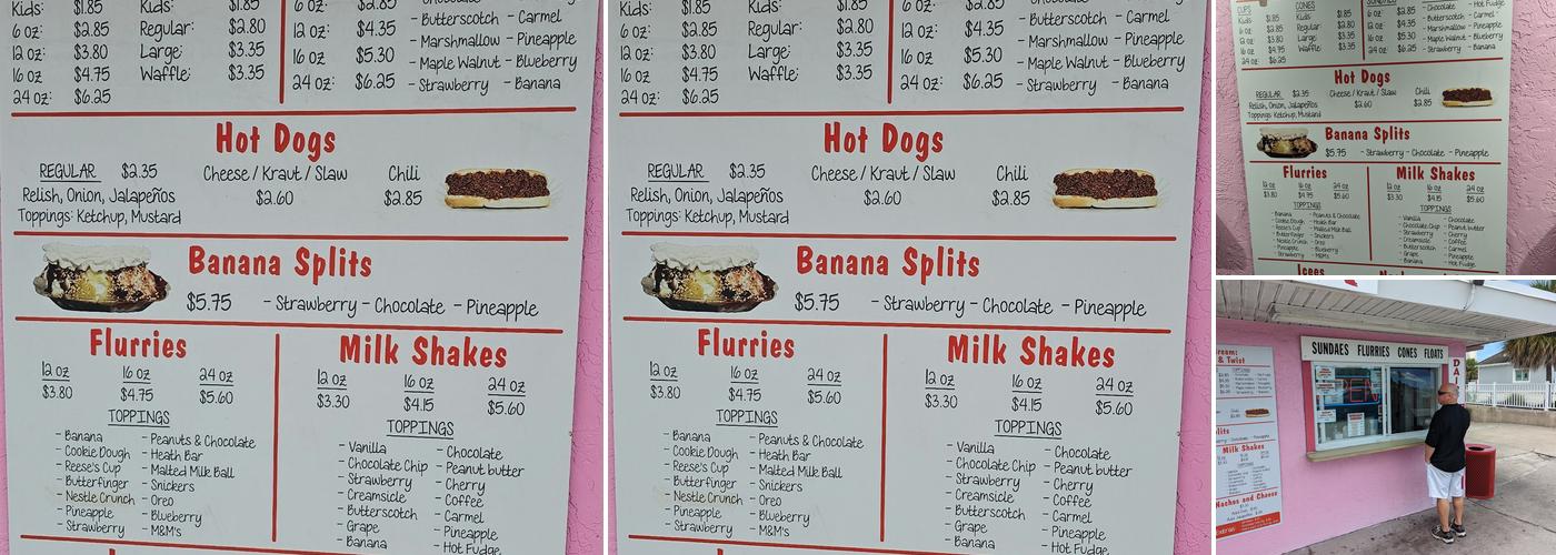 Dairy Bar Menu