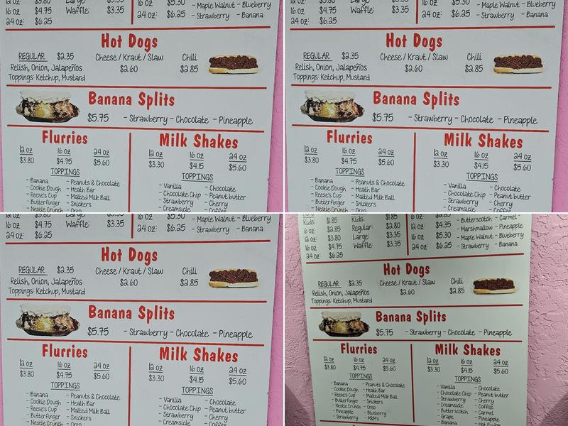 Dairy Bar Menu