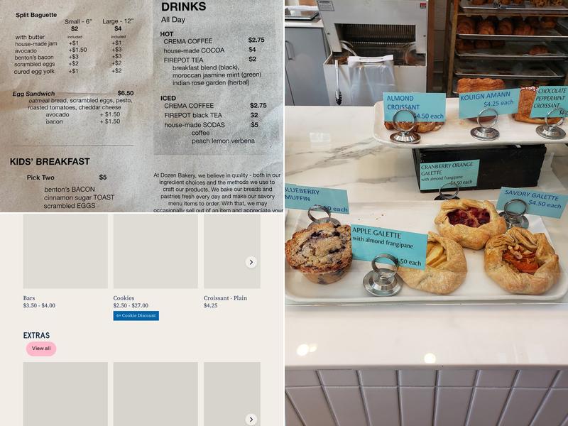 Dozen Bakery Menu