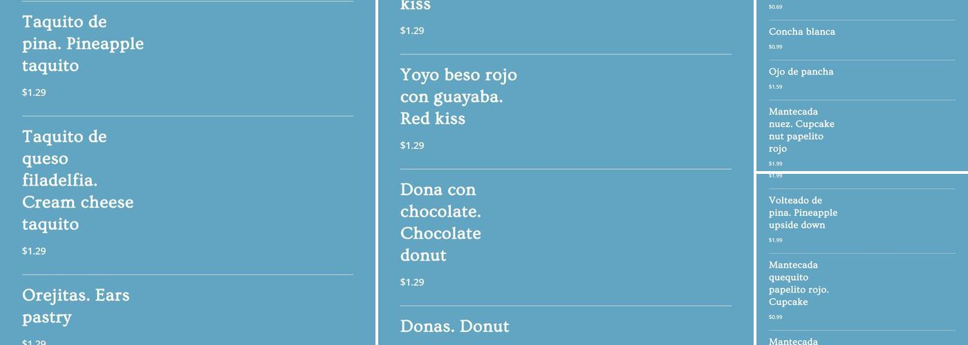 El Hornito Bakery Menu