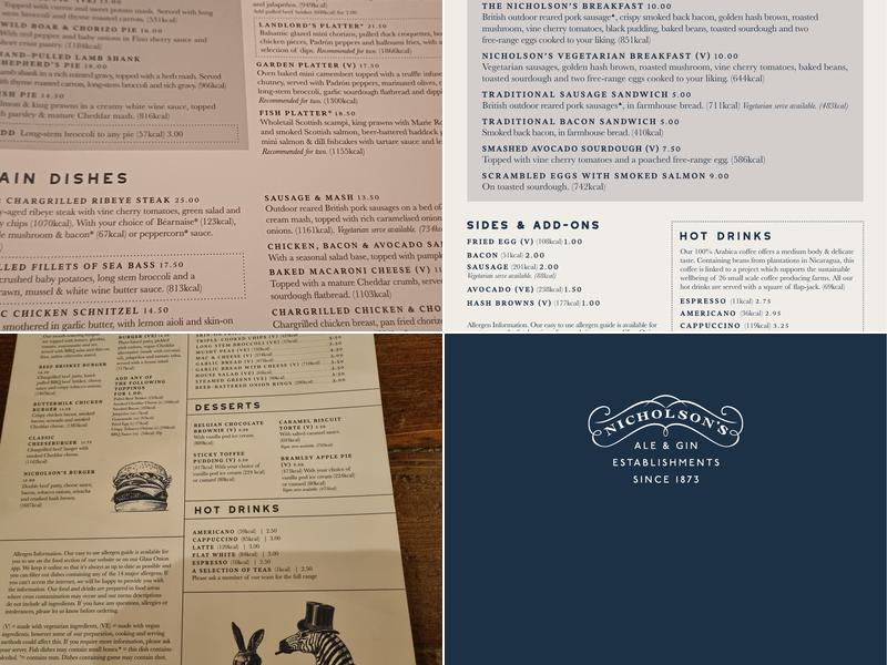 The Old Wellington Menu