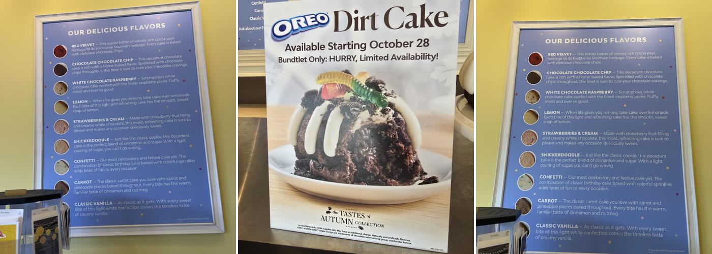 Nothing Bundt Cakes Menu