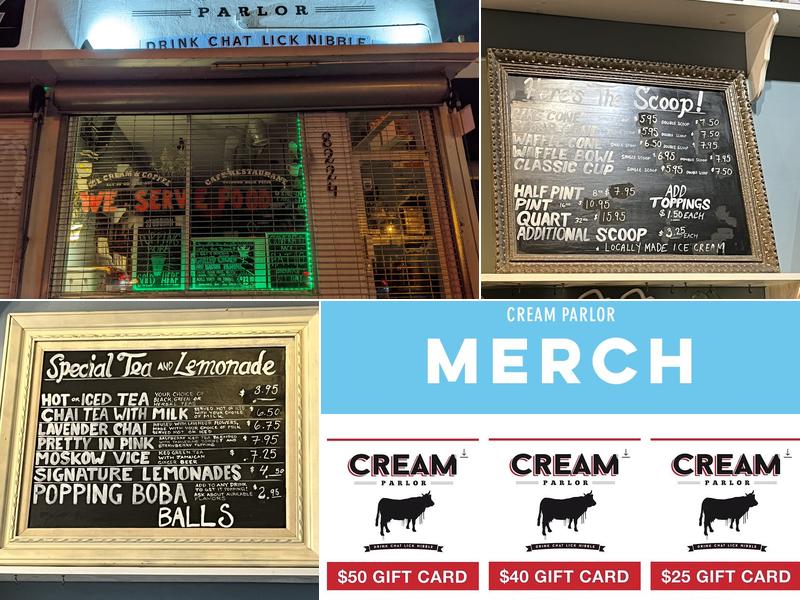 Cream Parlor Menu