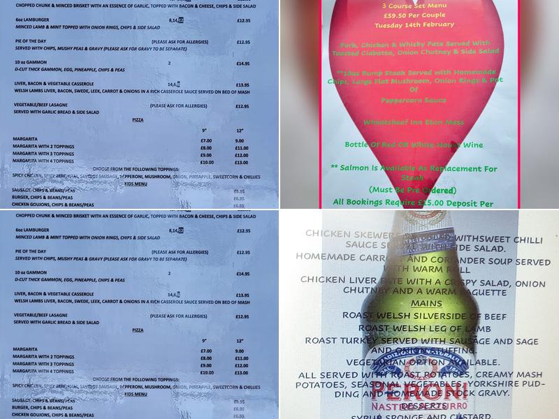 The Wheatsheaf Inn, Restaurant and B&B Menu