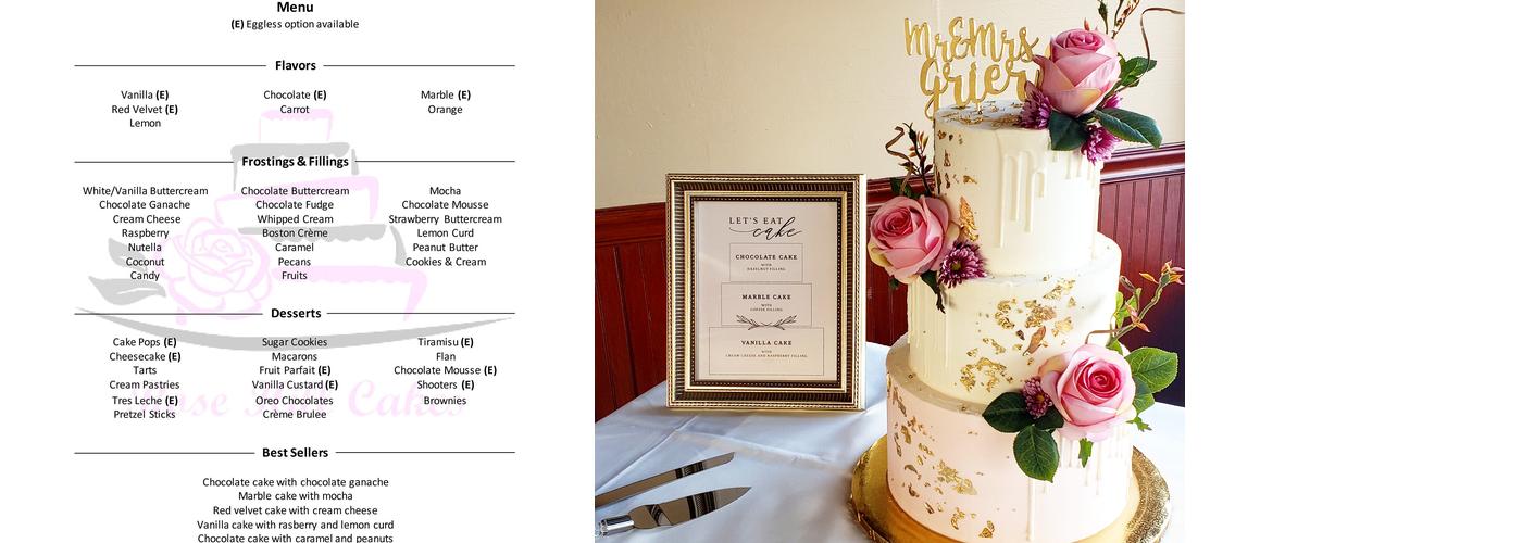 Rose Hill Cakes Menu