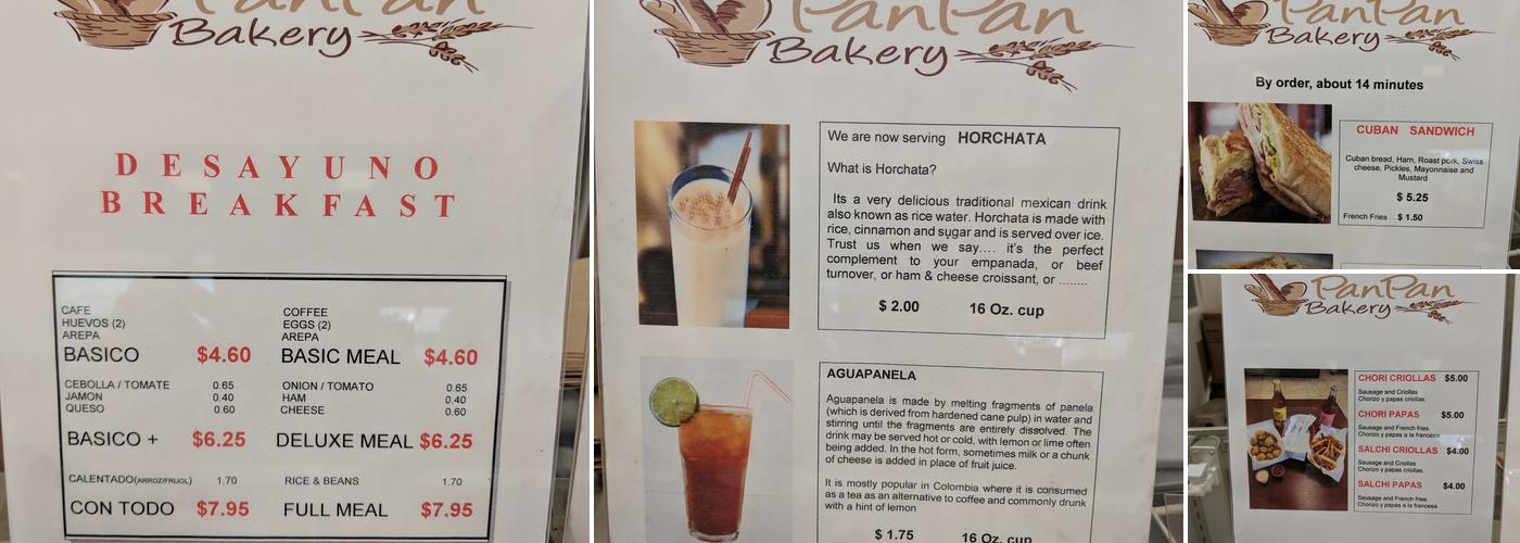 Pan Pan Bakery Menu