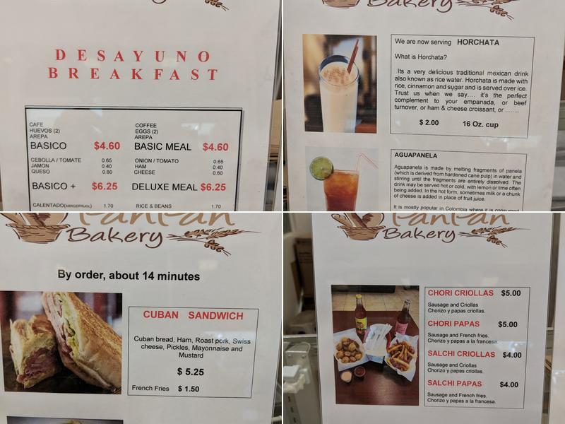 Pan Pan Bakery Menu