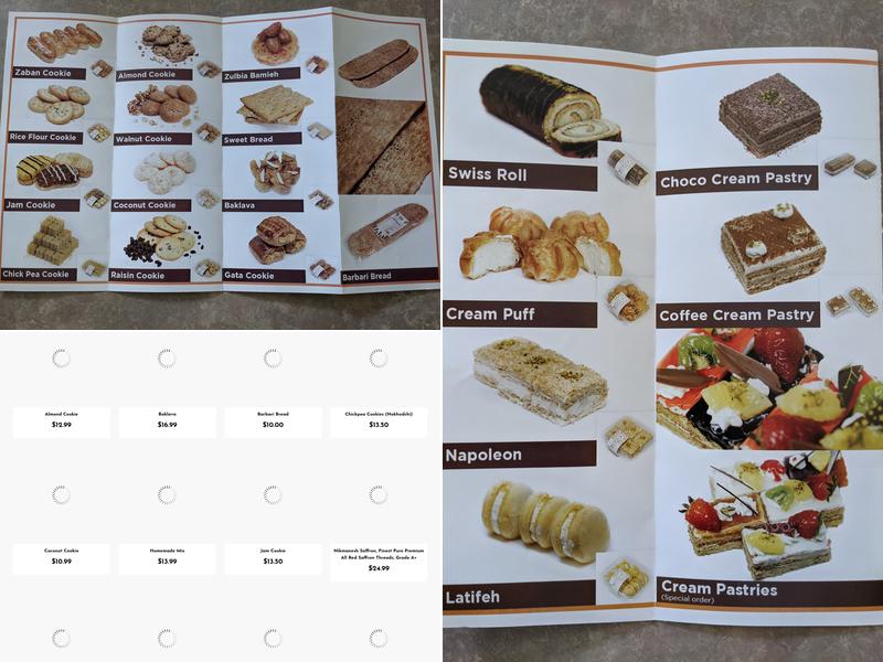 Saba Bakery Menu