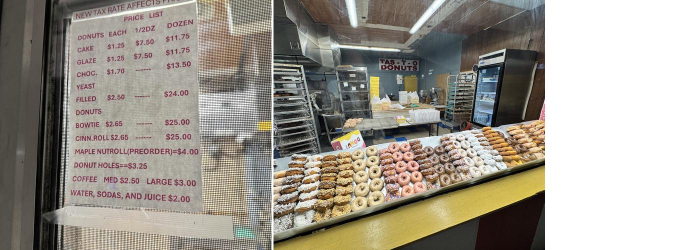 Tas-t-o's Donuts Menu