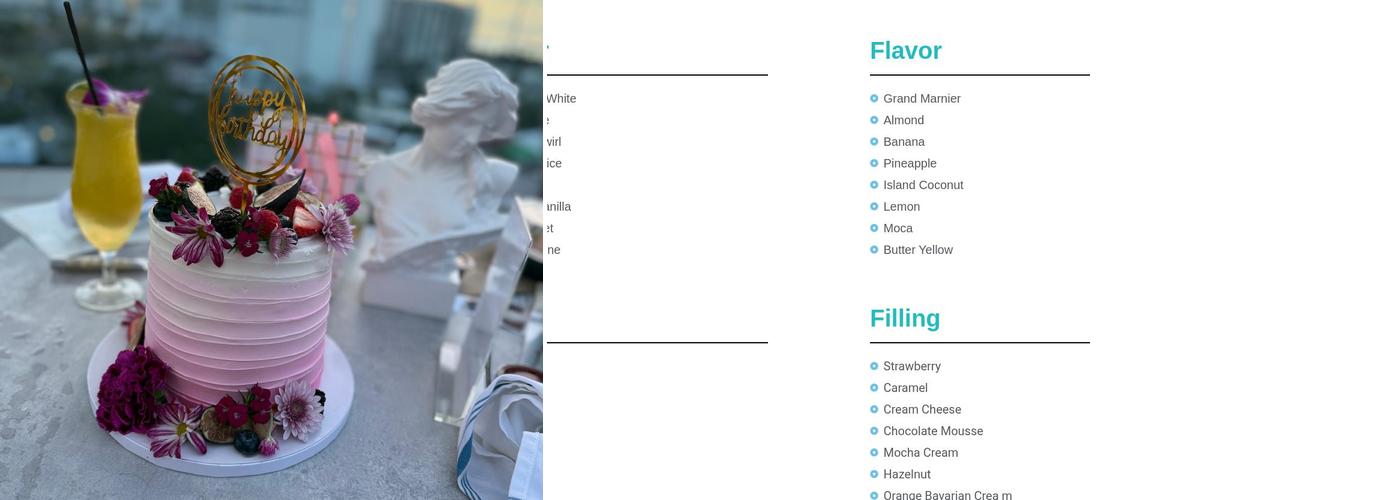 Wonder Cake Creations Menu