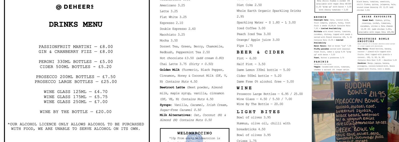 EBIKE CAFE @ Deheers Menu