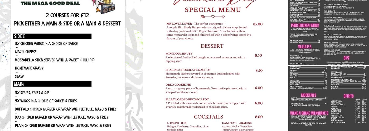 Hip Hop Chicken Menu