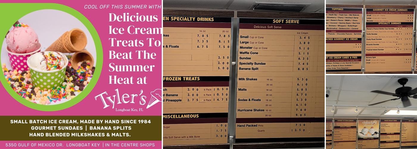Tyler's Homemade Ice Cream Menu
