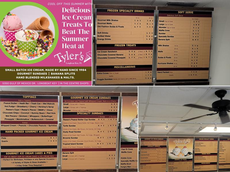 Tyler's Homemade Ice Cream Menu