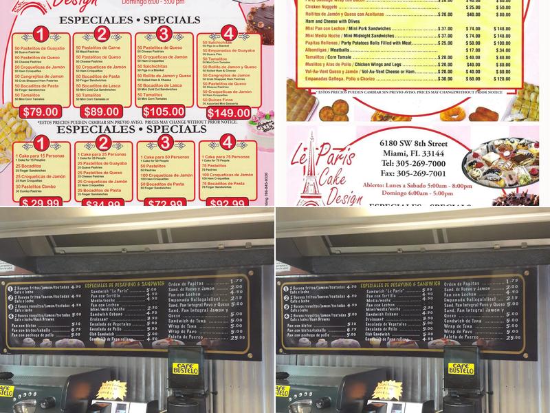 Le Paris Bakery Menu