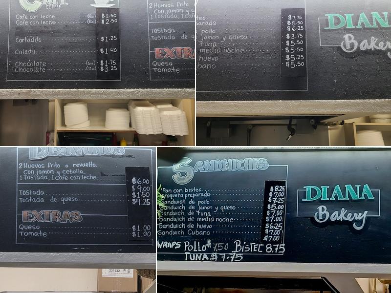Diana Bakery Menu