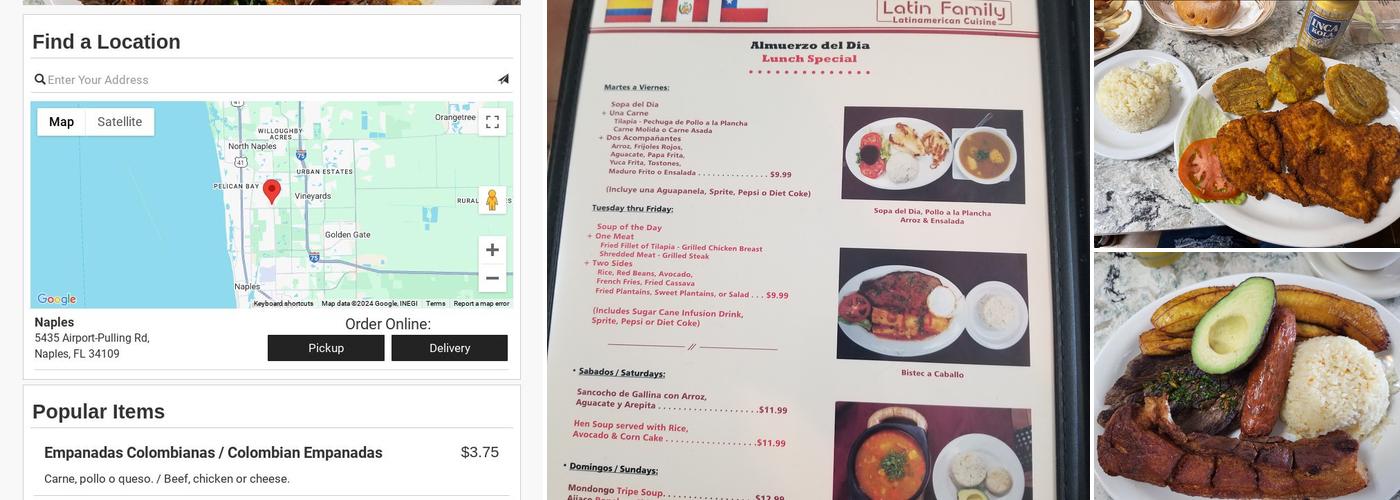 Latin Family Bakery Menu