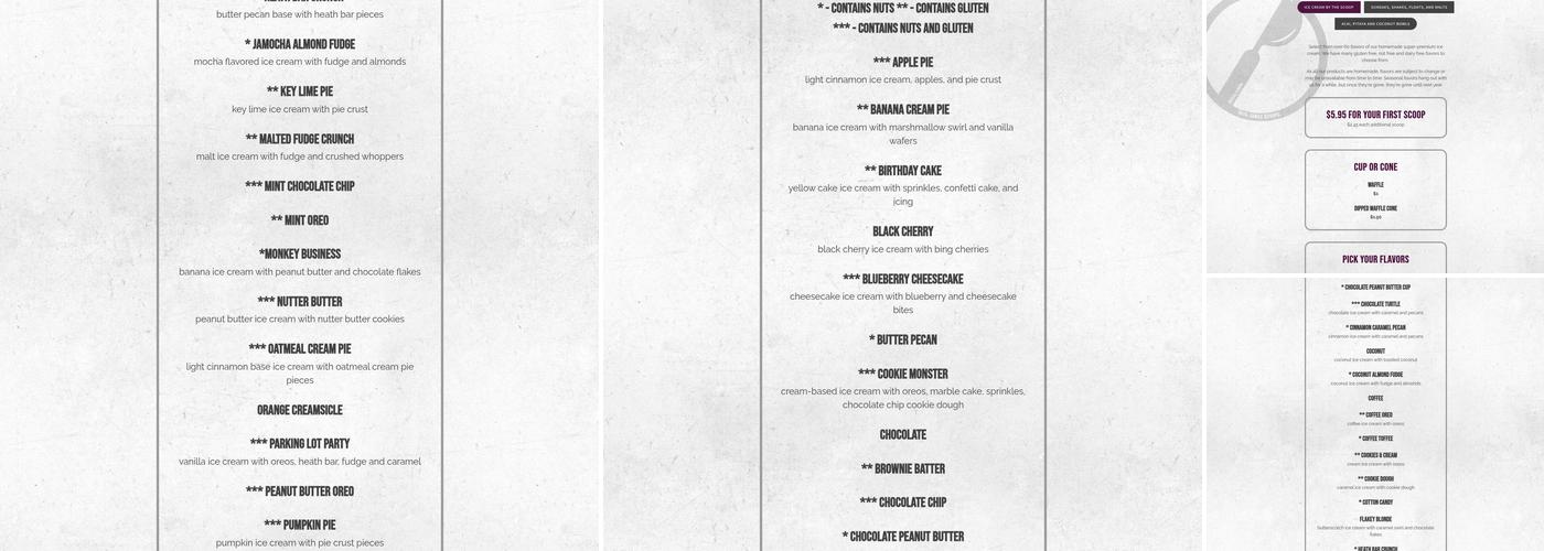 Scoops Ice Cream & Acai Bowls Menu
