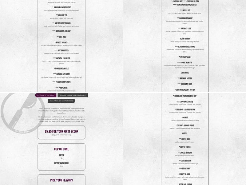 Scoops Ice Cream & Acai Bowls Menu