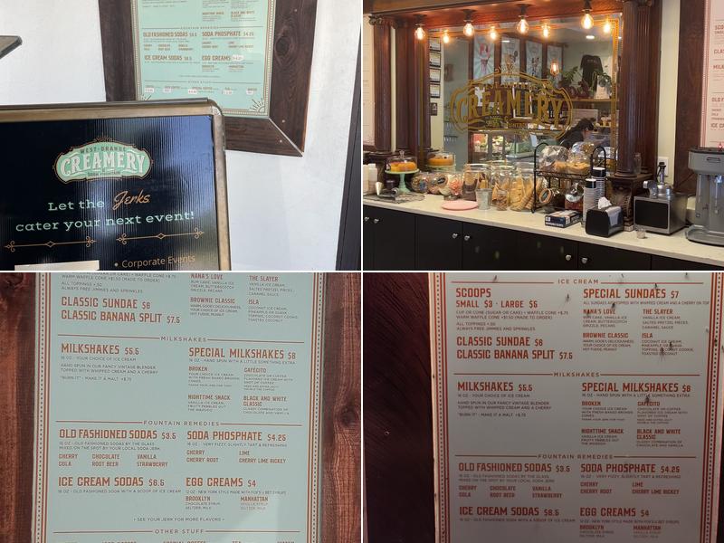 West Orange Creamery and Soda Fountain Menu