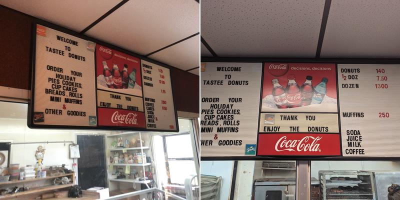 Tastee Donuts Menu