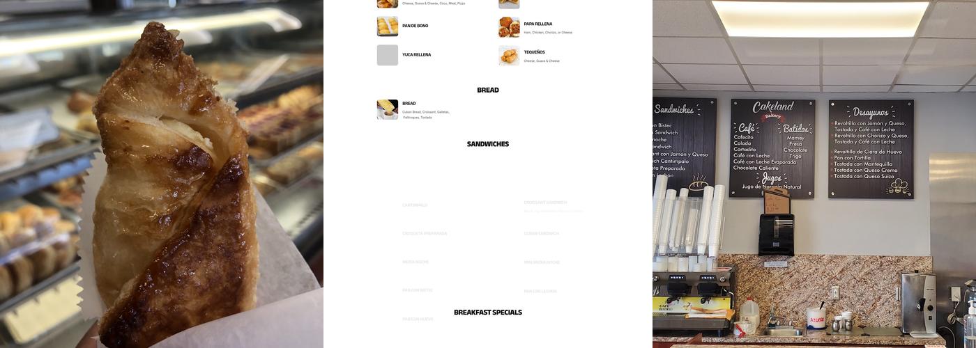 Cakeland Bakery Menu